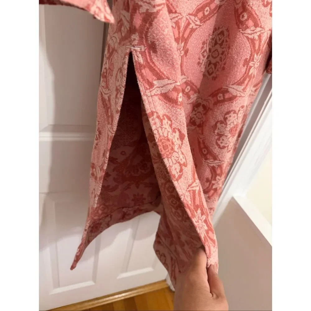 Free People Rose Pink Medallion Longline Jacket